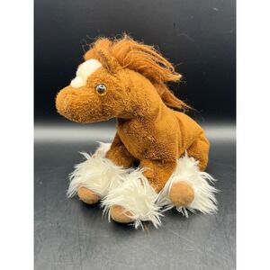 Hoofer Plush‎ Horse Stuffed Animal Brown White Mane Tail Vintage Toy Kids No Tag